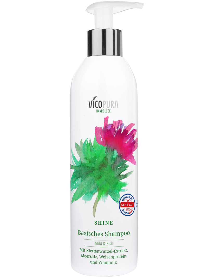 VICOPURA SHINE Basisches Shampoo, sehr sanft, für trockenes, stumpfes Haar für Glanz und Kämmbarkeit