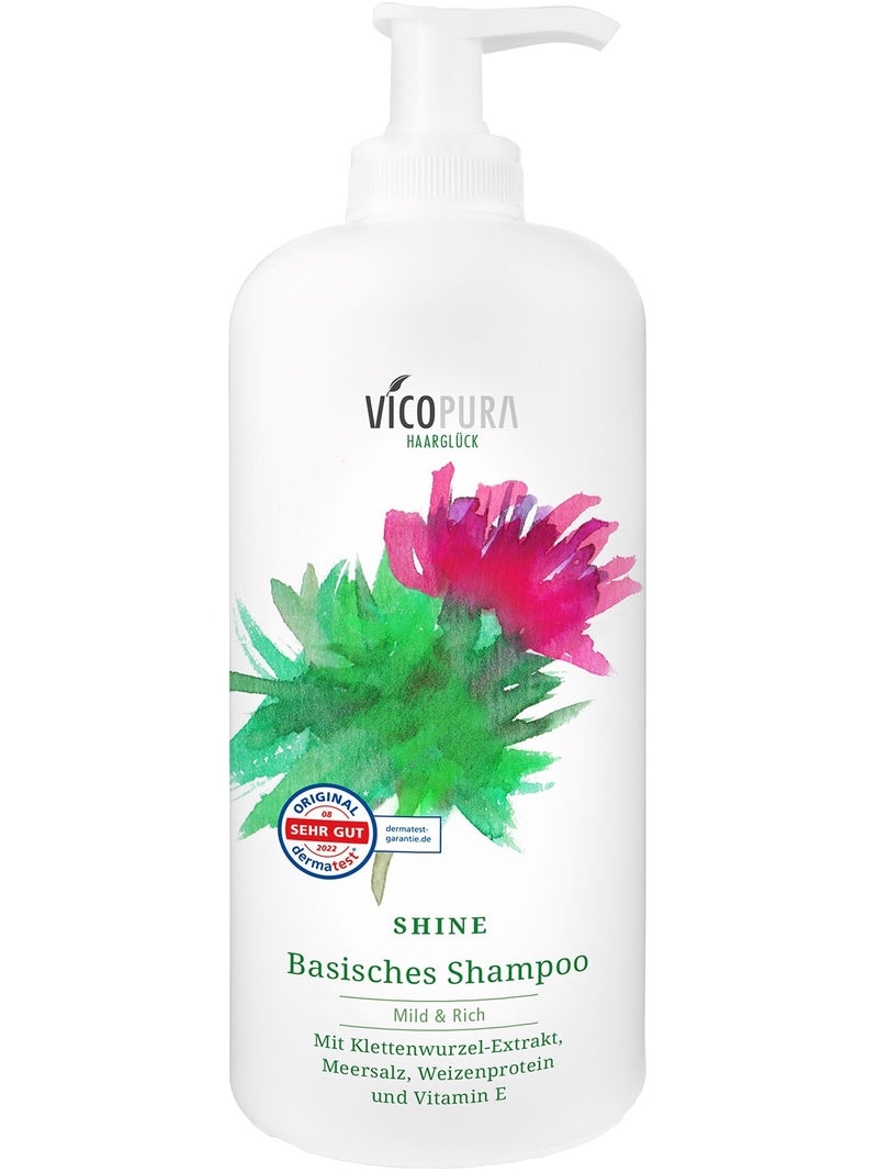 VICOPURA SHINE Basisches Shampoo, sehr sanft, für trockenes, stumpfes Haar für Glanz und Kämmbarkeit